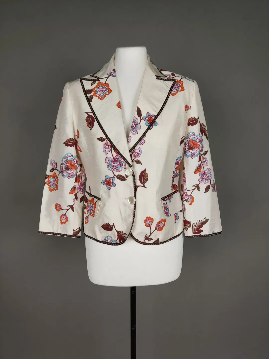 Damen-Blazer aus Seide mit Blumenmuster - S / 36 - Bild 1