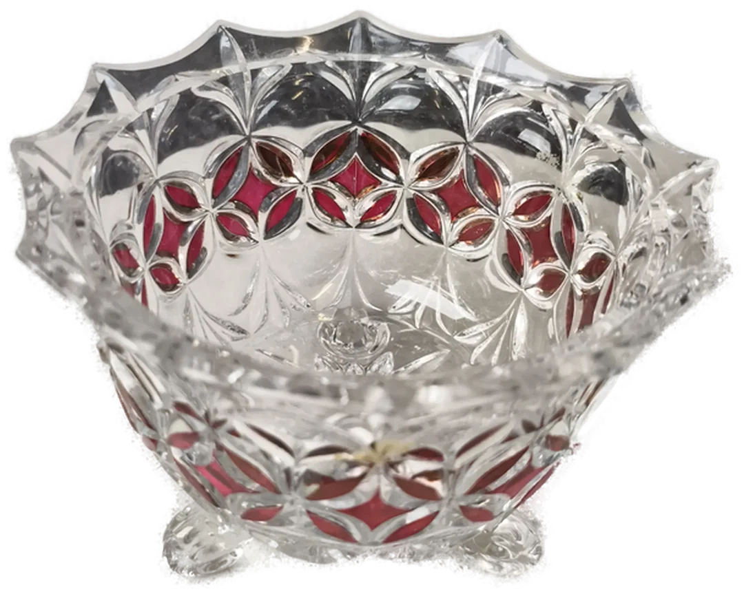 3 Fuß- Glasschale, Höhe 10cm, Böhmen – Bild 2