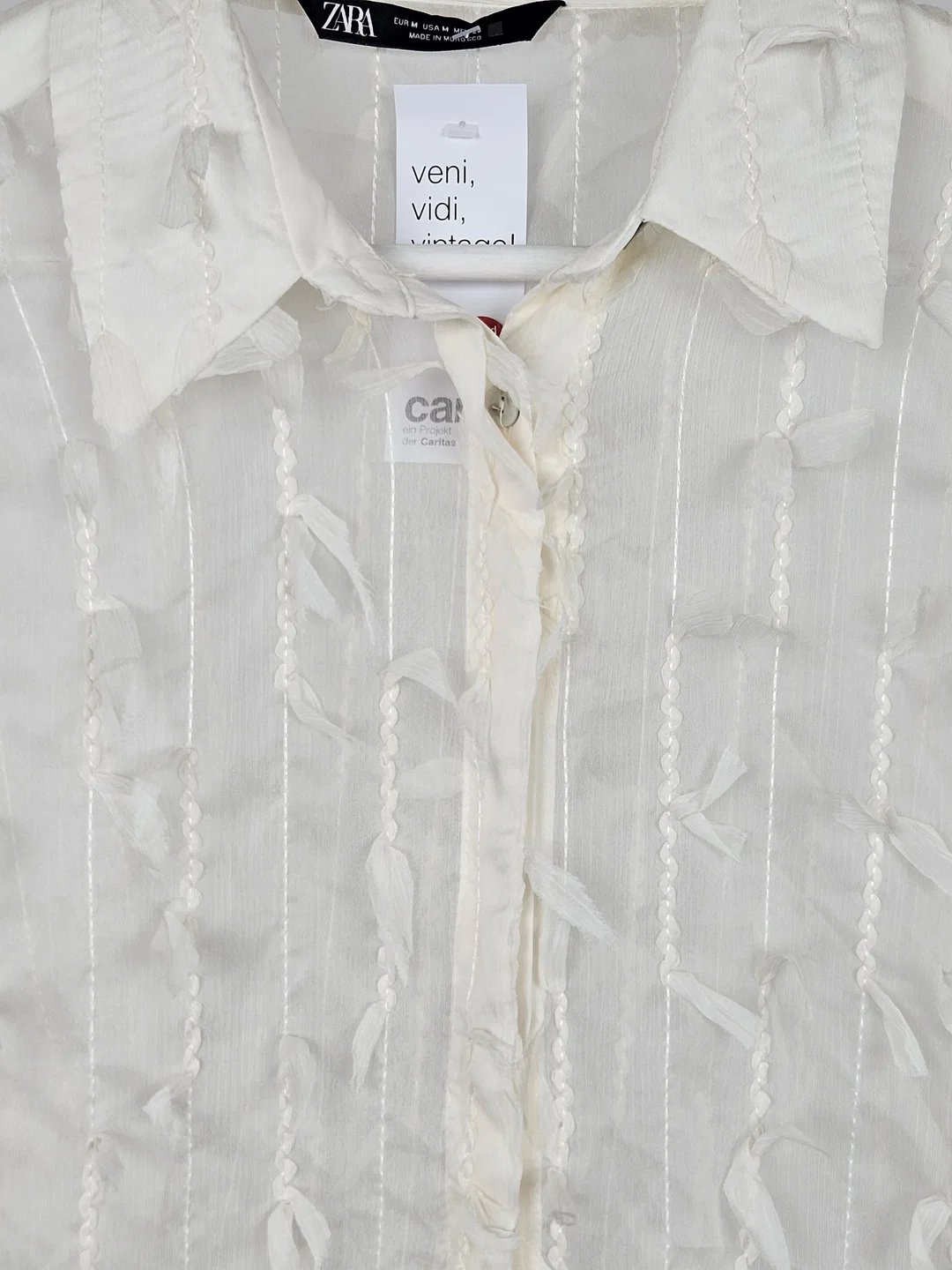 ZARA Damen Bluse, weiß - Gr. M  – Bild 3