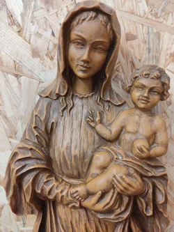 Holz-Wandbild Madonna mit Kind 40 cm | Handgearbeitet – Vorschau 2