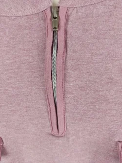 T-Shirt, dreiviertelarm mit Rundhalsausschnitt und Zipp, altrosa meliert, Größe 48 - Bild 2