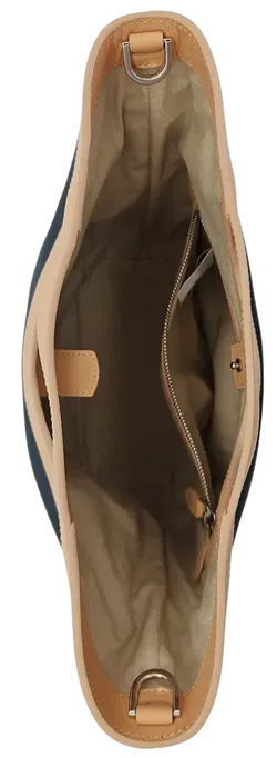 Max V. Koenig Damen Lederhandtasche, marine/beige - Höhe ca. 29 cm  - Bild 3