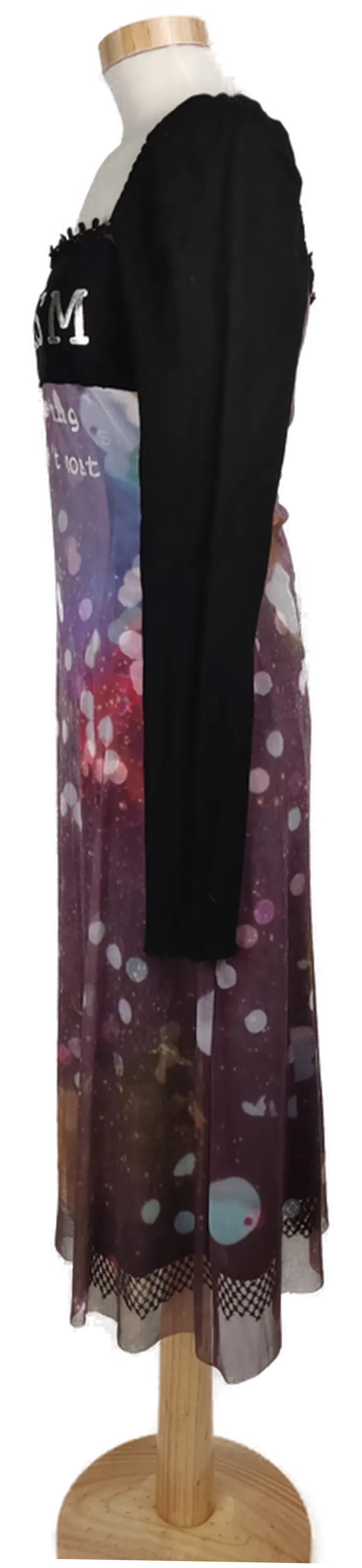 Damen Kleid schwarz/lila gemustert - M/40 – Bild 3