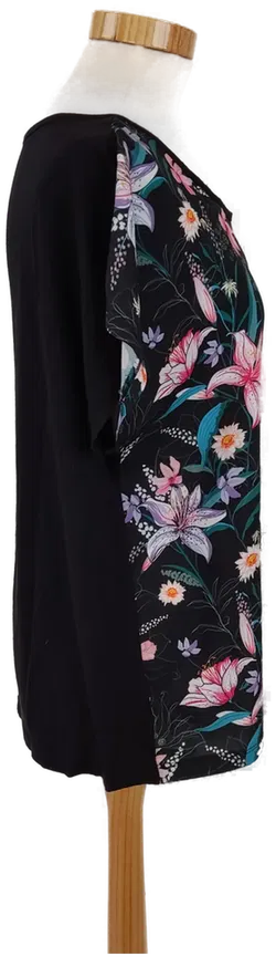 Geblümtes Kurzarm Damen T-Shirt schwarz -  Gr. 42 - Bild 2