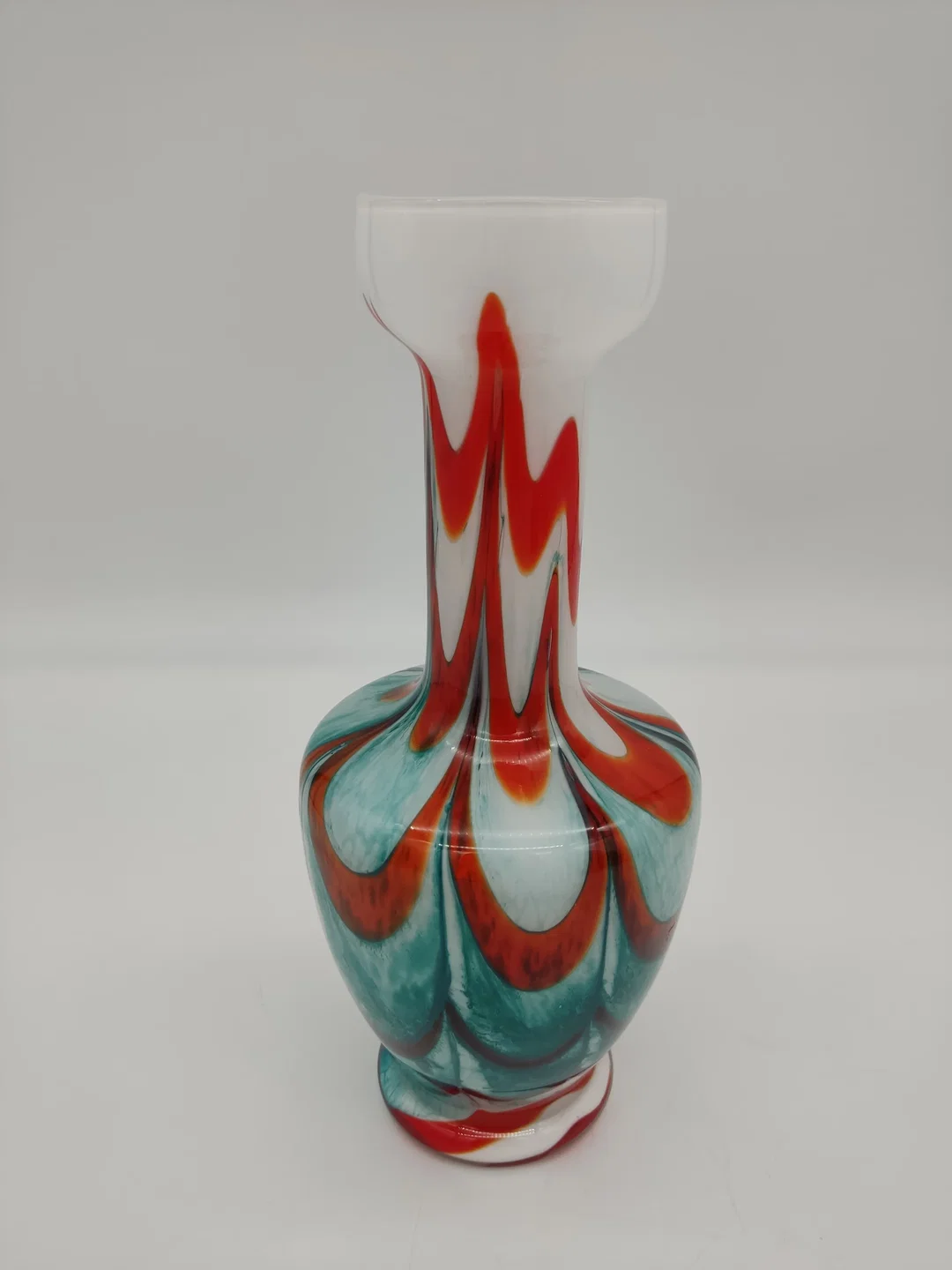Vintage Opalglas-Vase - weiss/türkis/koralle – Bild 2