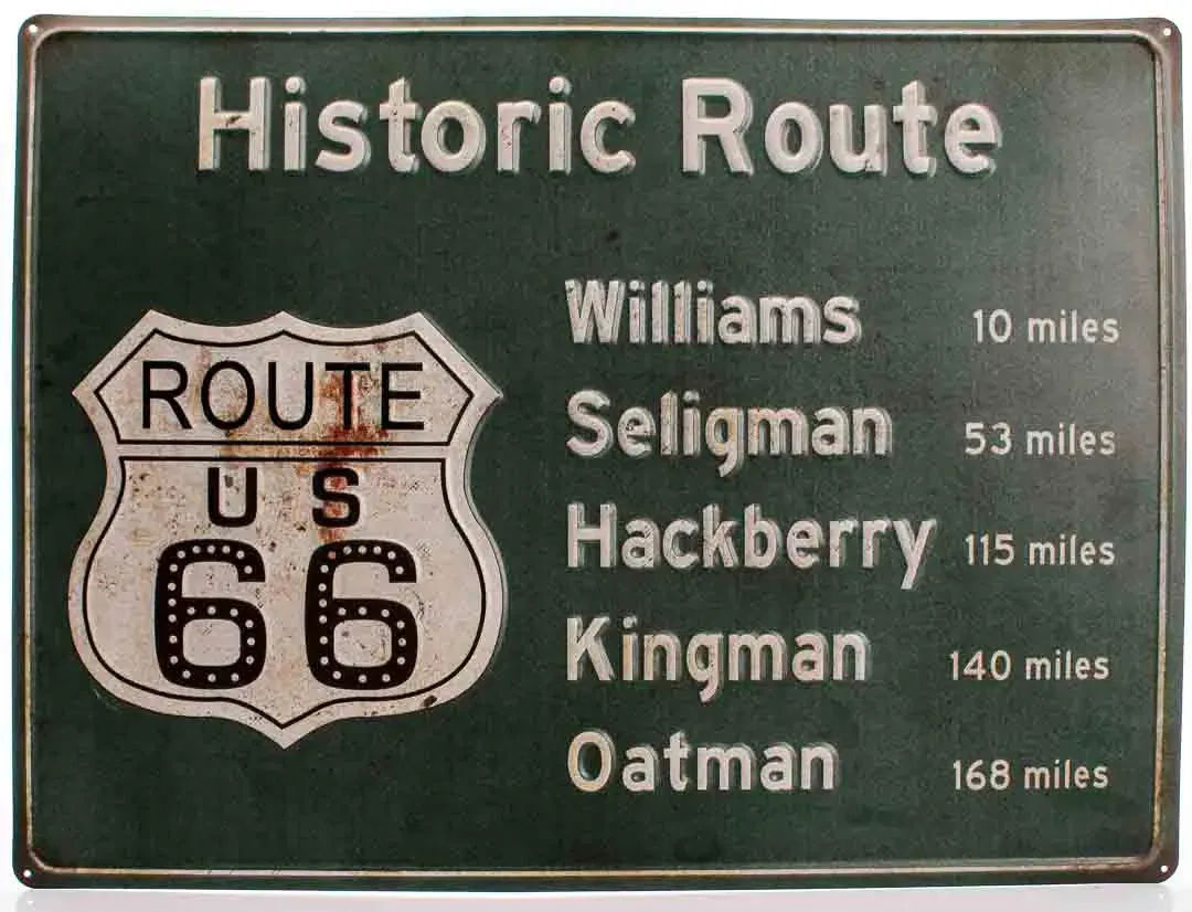 Route 66 Blechschild | Historic Road Sign USA | Vintage Metallschild Deko Retro - Bild 1