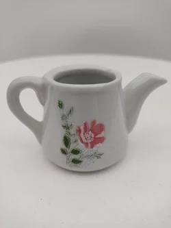 Puppenhaus Zubehör: Miniatur Porzellankanne mit Blumenmotiv | Sammlerstück 