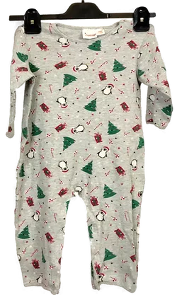 impidimpi Baby Weihnachtsoverall grau gemustert Gr. 86/92 - Bild 1