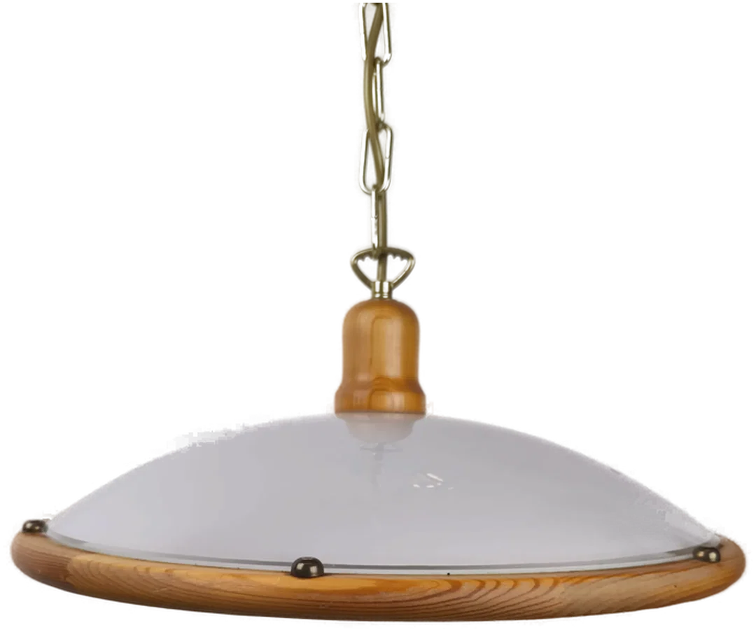 Zeitlose Deckenlampe mit Glasschirm/ Holz – Bild 2