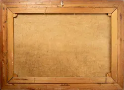 Vintage Bild Gemälde mit Geschichte Öl auf Leinwand Landschaft Bauern Feld Arbeit Heuballen Signiert 1948 - Bild 5