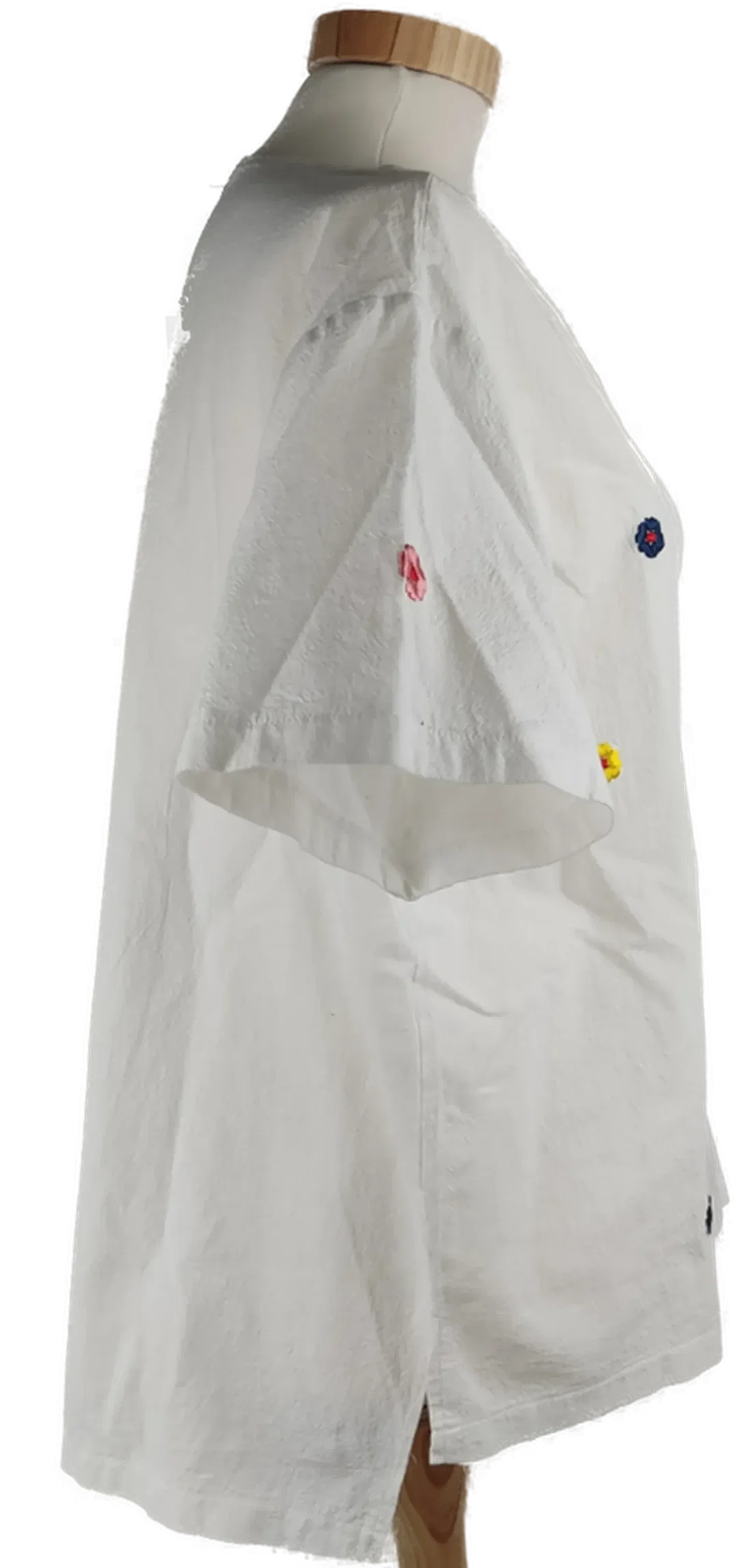 T-Shirt "Misslook"kurzarm mit V-Ausschnitt, weiß mit Stickerei, Größe 44 – Bild 2