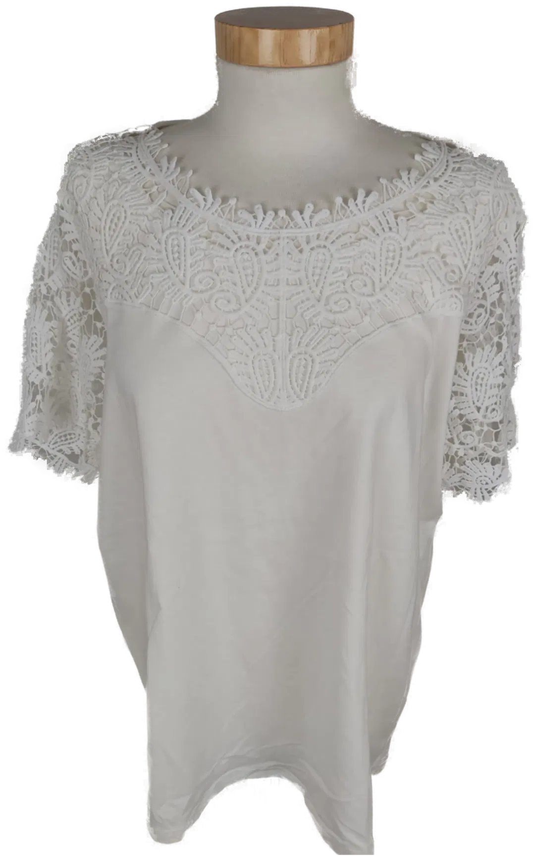 Trendiges Damen T-Shirt mit Spitze, kurzarm, weiß, Größe 44 - Bild 1