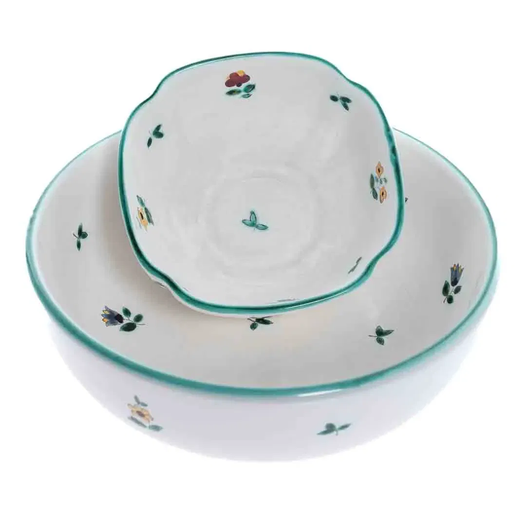 Gmundner Keramik Schüsseln mit Streublumenapplikationen, 2 Stück - Bild 4