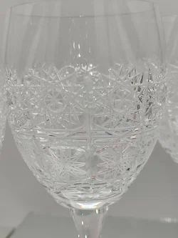 Kristall-Weingläser 4er-Set mit Schliffmuster | Tschechischer Vintage-Schatz – Vorschau 8