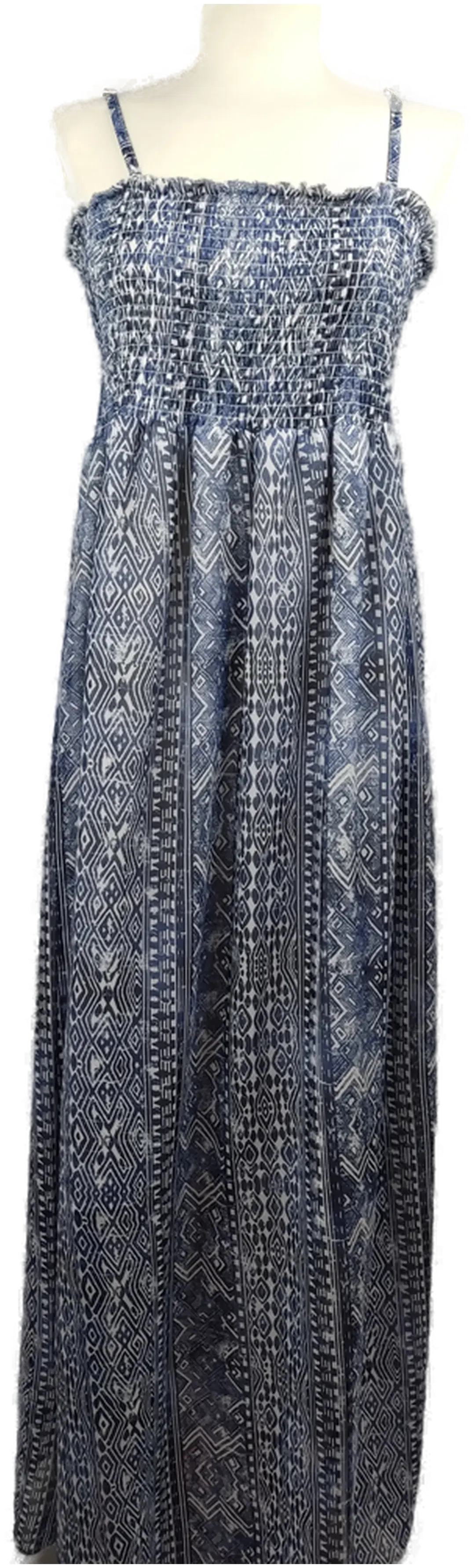 Janina Damen Maxikleid blau gemustert - L/40 - Bild 4