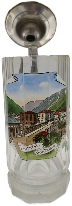 Glas-Bierkrug Pontafel-Pontebba Mit Zinndeckel 0,3 L | Historisches Sammlerstück - Bild 2