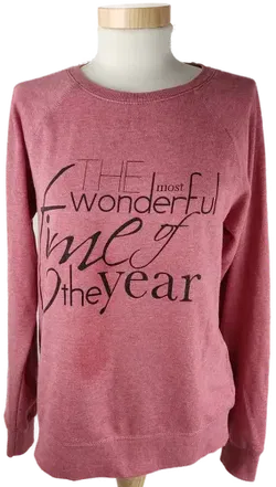 Pullover 'Amisu', langarm mit Rundhalsausschnitt, altrosa mit Aufdruck, Größe M - Bild 1