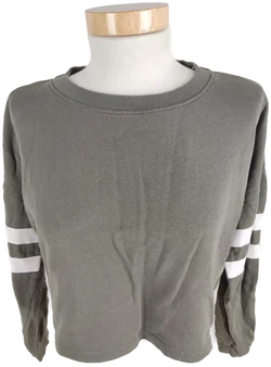 kurz geschnittener Pullover "H&M", langarm, grün/weiß, Größe 146/152