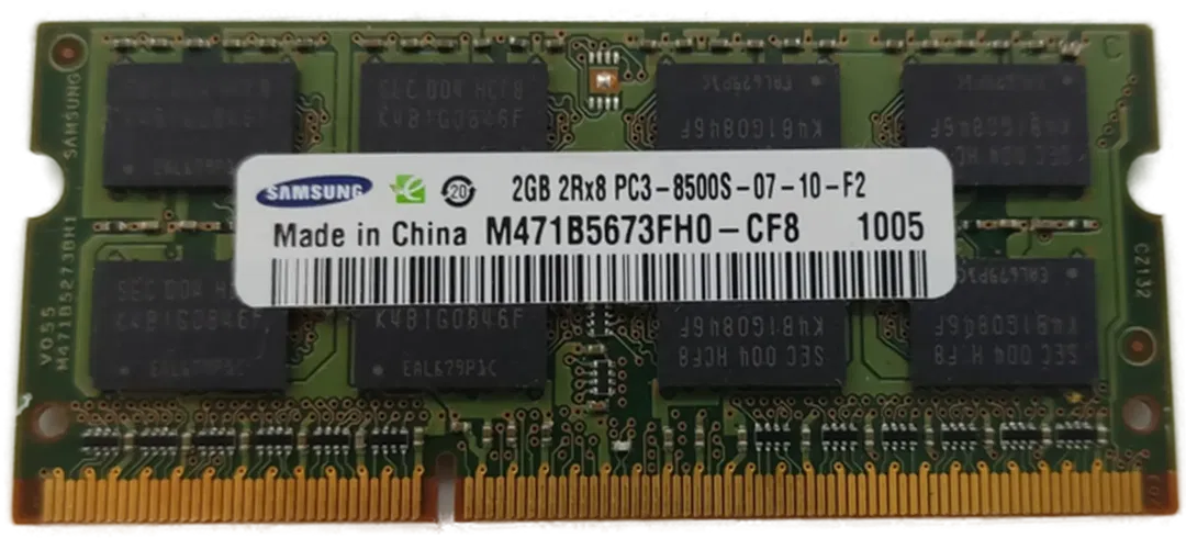 Samsung 2GB DDR3 2Rx8 PC3-8500S-07-10-F2 Arbeitsspeicher Laptop / RAM  - Bild 1
