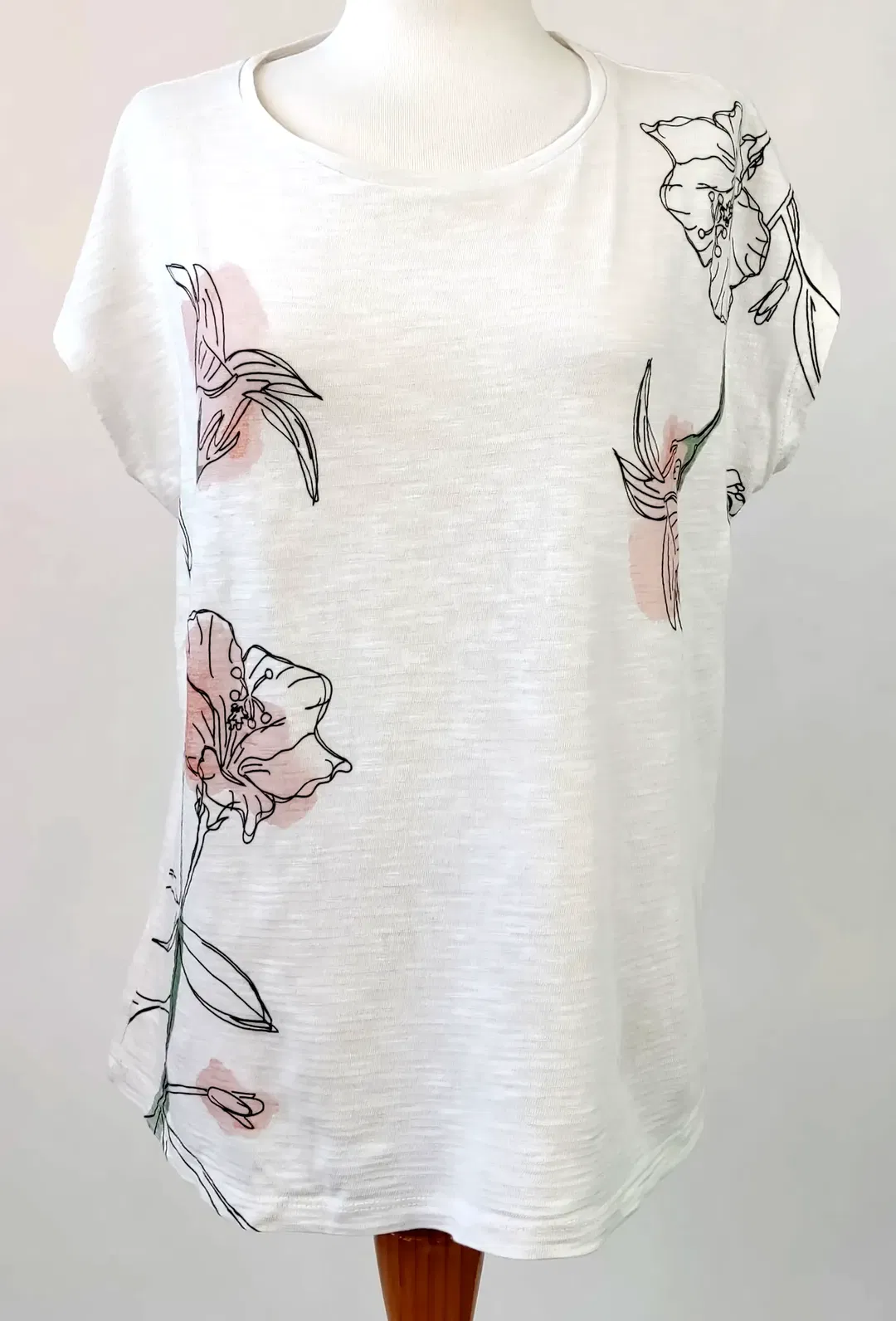 Tom Tailor Damen T-Shirt mit Blumenmuster weiß  - Gr. M/38 - Bild 4