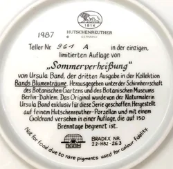 Hutschenreuther Sammelteller 1987 - „Sommerverheißung“ von Ursula Band (Teller 961 A) - Bild 3