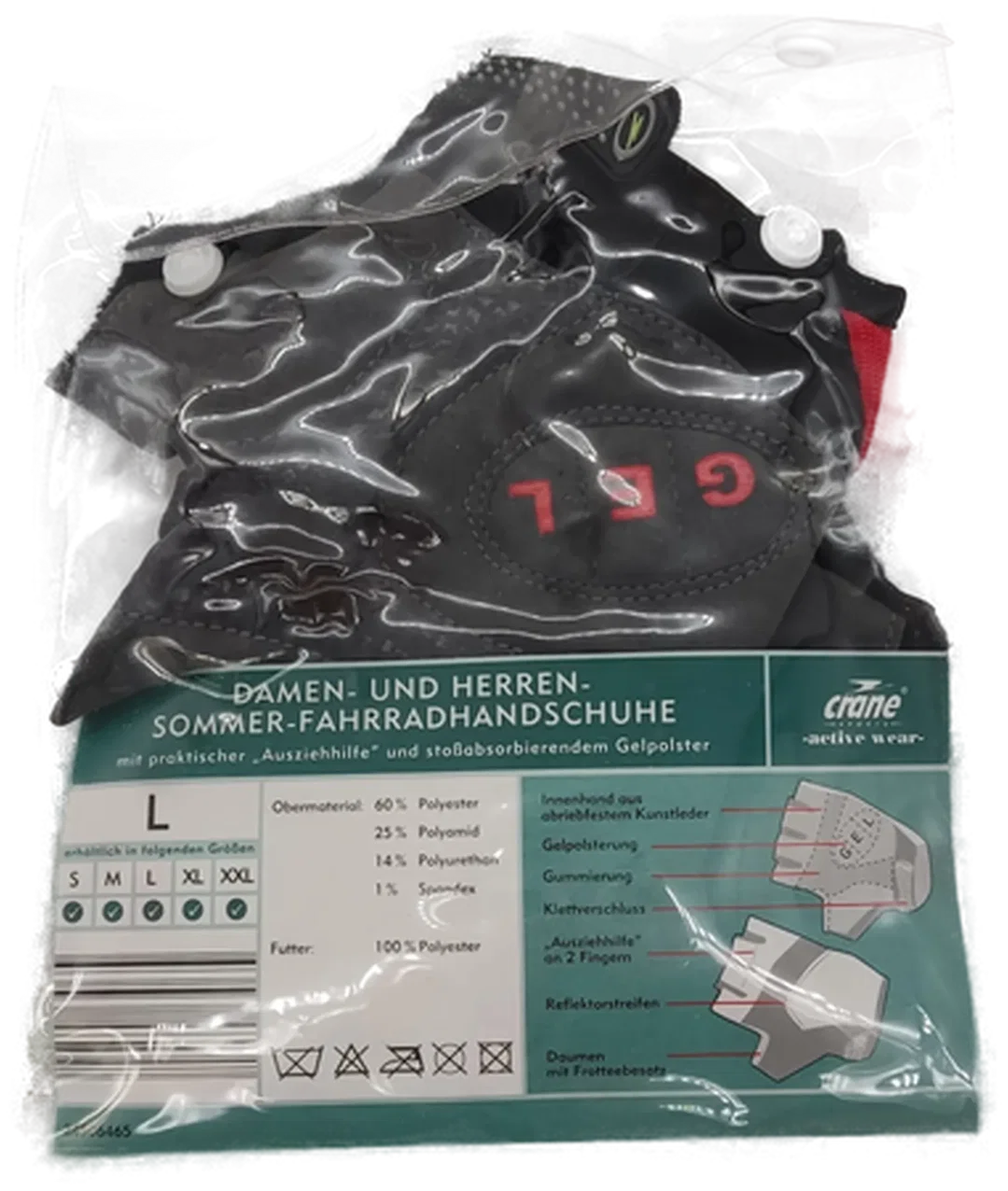 CRANE Damen- und Herren-Fahrradhandschuhe für den Sommer mit Gel für sportliche Aktivitäten, Größe L – Bild 2