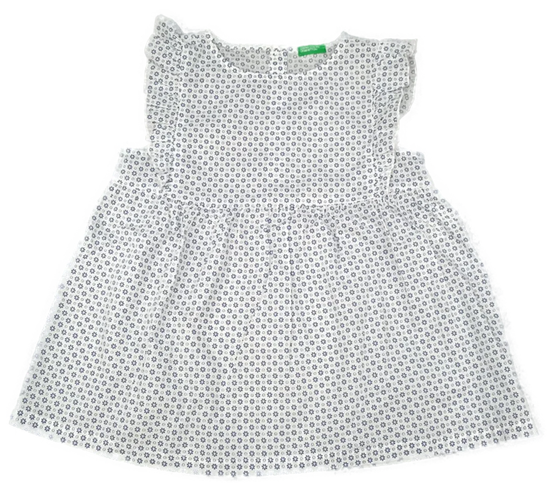 United Colors of Benetton Kinderkleid weiß gemustert Gr. M – Bild 1