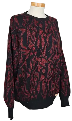 FREE LIFE Vintage Damen Pullover, schwarz/rot - Gr. XL  - Bild 2