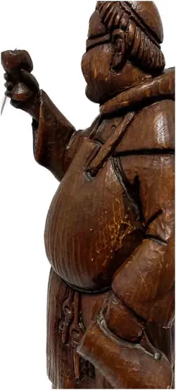 Rustikale Mönchsfigur mit Weinbecher und Fass - Bild 2
