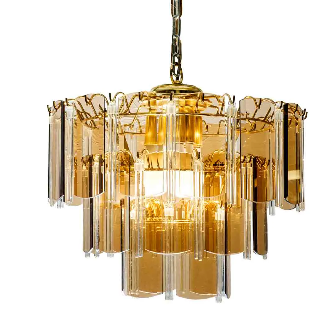 EGLO Hängeleuchte 70er Jahre – Rauchglas – Vintage Pendelleuchte, Mid-Century Design (1Stk Röhrenglas fehlt) – Bild 2