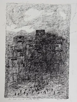 Franz Hametner - Die Stadt mit den dunklen Fenstern - Feder/Tusche Zeichnung - Bild 2