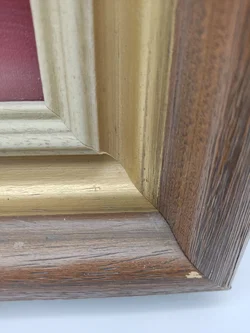 Ölgemälde Leinen auf Holzrahmen mit Golddekor 64×54 cm | Vintage-Schatz - Bild 4