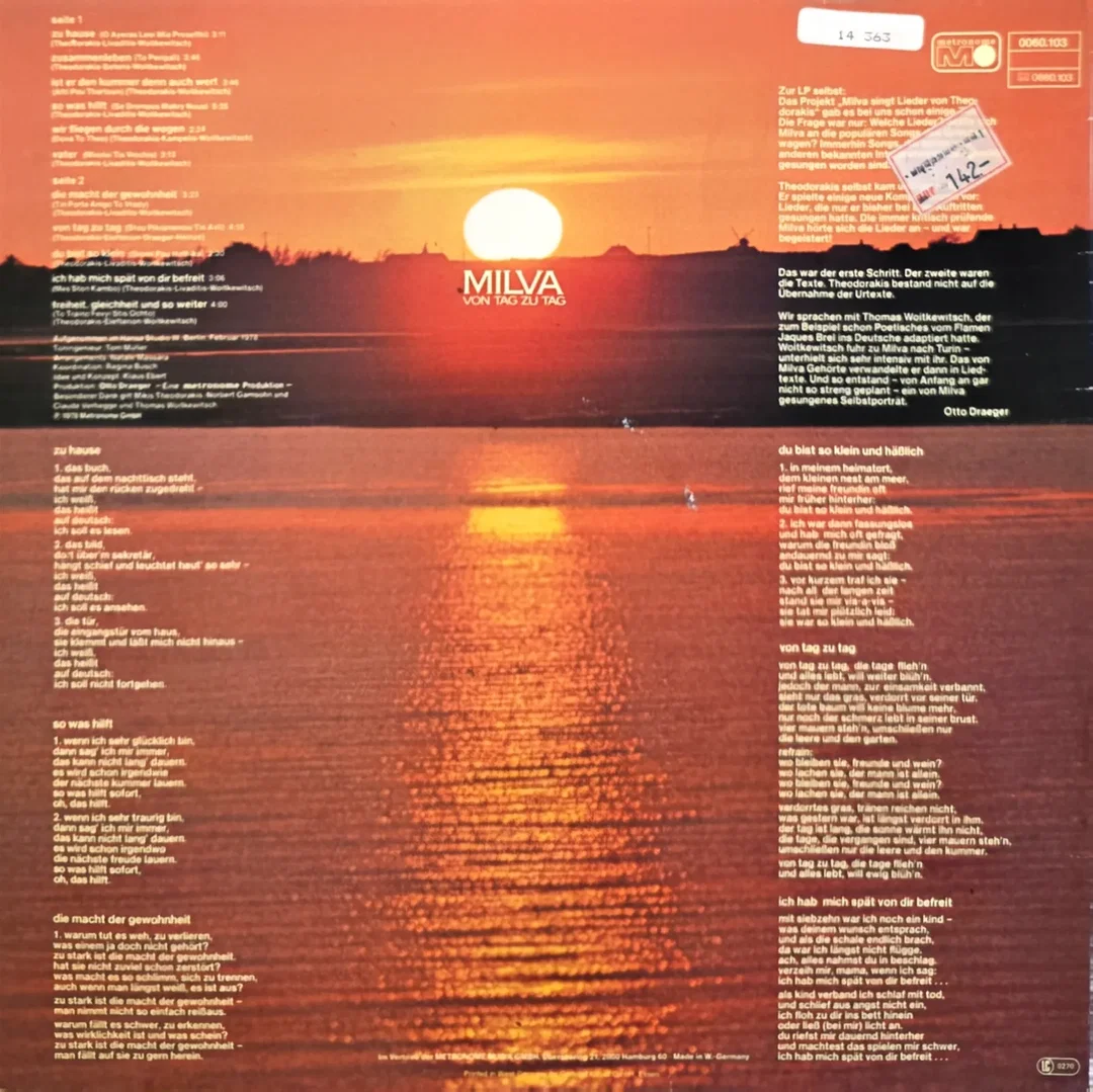 LP Vinyl Milva "Von Tag zu Tag" – Bild 2