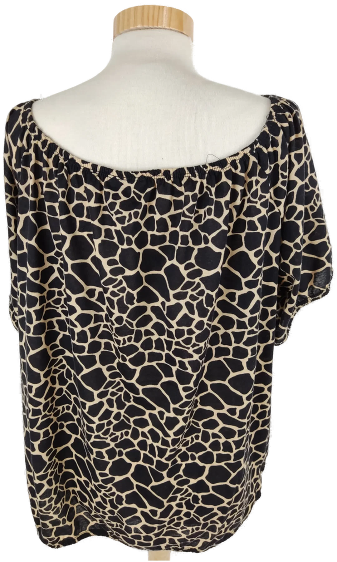 T-Shirt "Janina", kurzarm mit Rundhalsausschnitt, schwarz/braun gemustert, Größe 48 – Bild 3