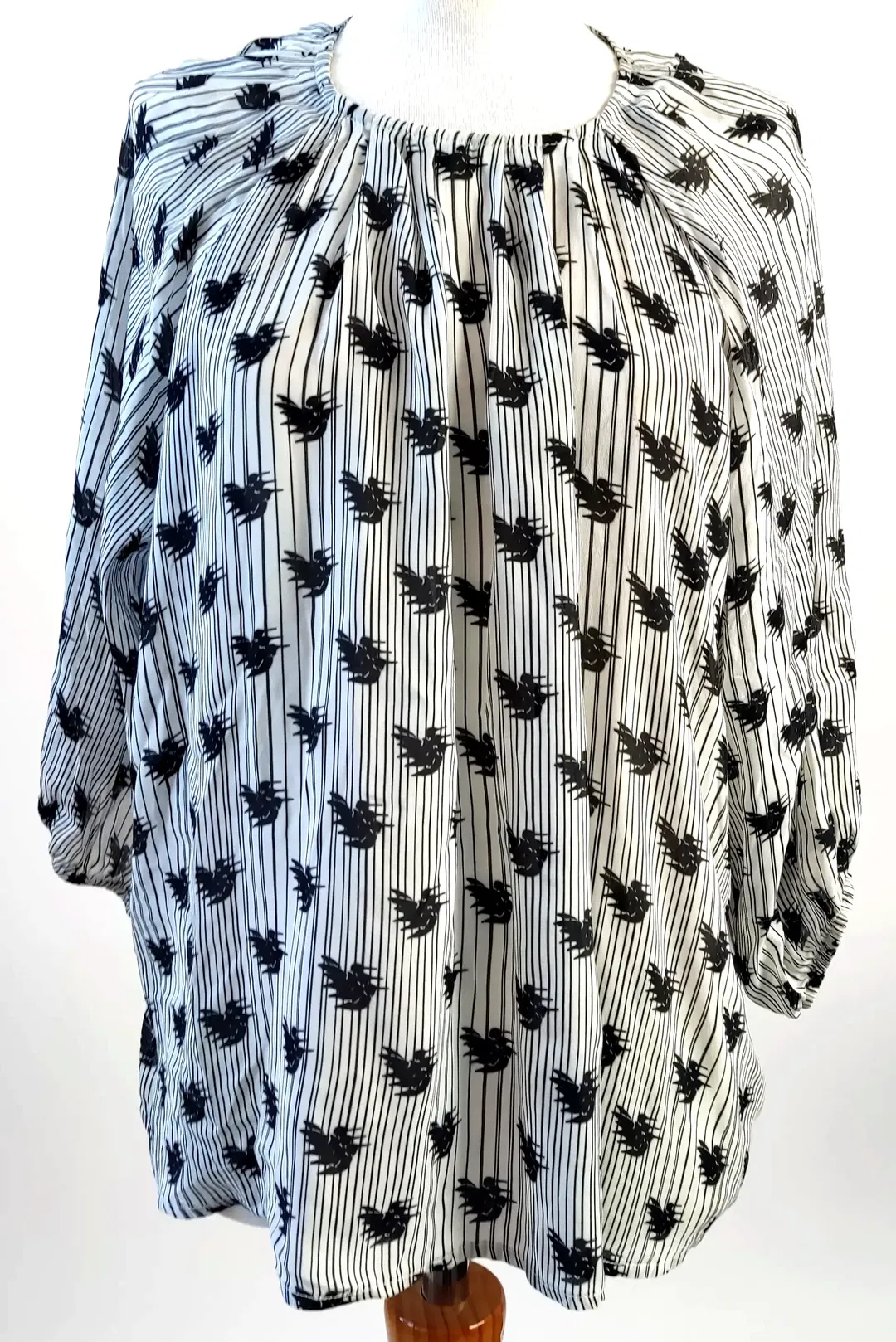 FUNKY STAFF Damenbluse gemustert schwarz-weiß - Gr. XS - Bild 1