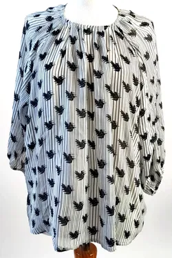 FUNKY STAFF Damenbluse gemustert schwarz-weiß - Gr. XS - Bild 1