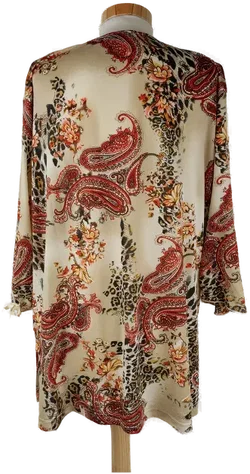 T -Shirt "Grandiosa", dreiviertelarm mit V-Ausschnitt, beige mit Muster, Größe 44/46 – Vorschau 3