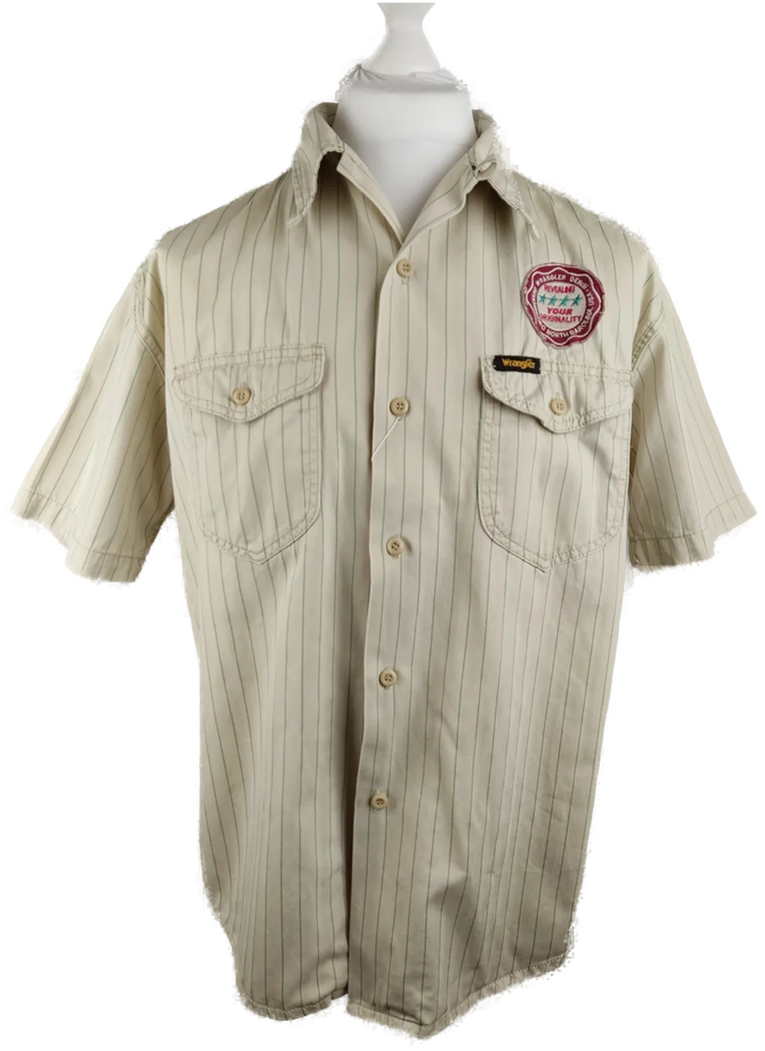 Herren Kurzarm Hemd Wrangler Beige Gestreift | Casual-Klassiker – Bild 1
