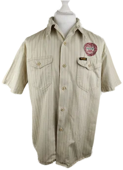 Herren Kurzarm Hemd Wrangler Beige Gestreift | Casual-Klassiker