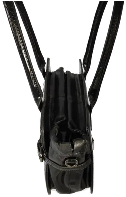 Damenhandtasche schwarz, Lederimitat mit Krokoprägung - Bild 3