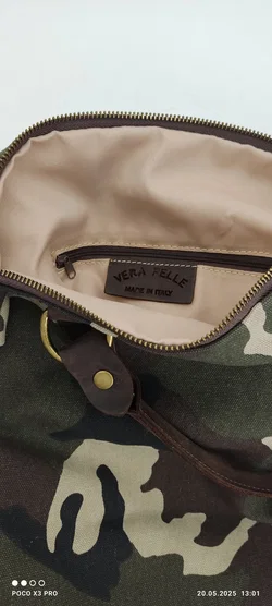 Tasche Vera Pelle Camouflage Lederbesatz | Neuwertig-Unikat - Bild 5