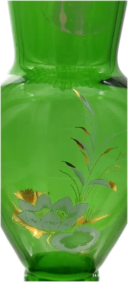 Bohemia Kristall Vase mit handbemalten Blumen - Bild 3