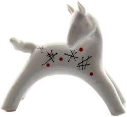 Sophiental Pferd Figur – Keramik – Mid-Century Design – weiß mit Dekor – ca. 10 cm - Bild 3