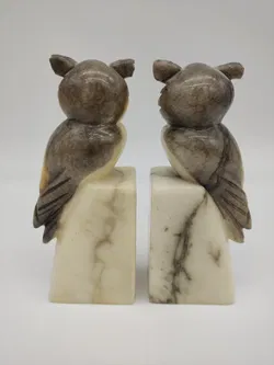 2er Set Eulen Buchstützen aus Stein - Bild 3