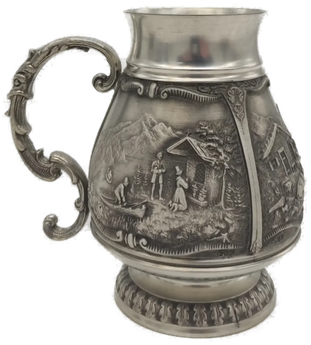 SKS Zinnkrug mit Henkel & Reliefdekor Höhe ca 14cm  - Bild 2