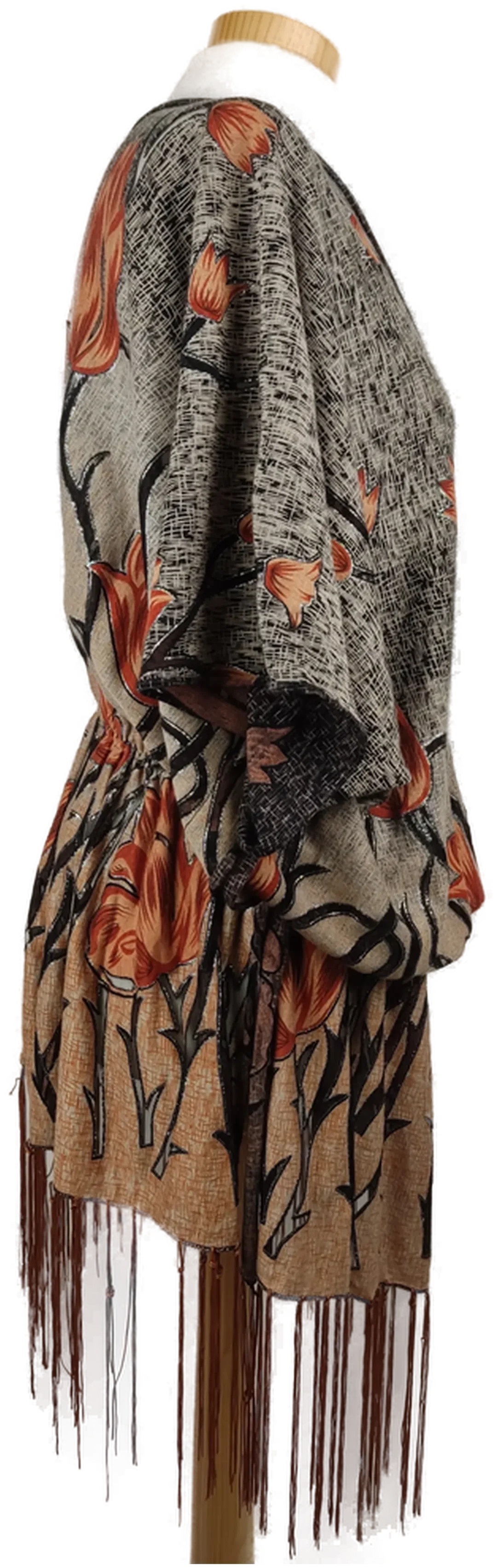 Damenbluse mit Fransen rot-braun bedruckt - ca. M/L – Bild 3