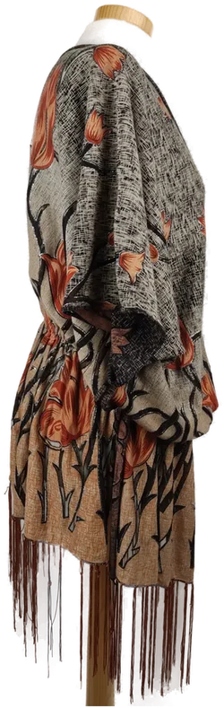 Damenbluse mit Fransen rot-braun bedruckt - ca. M/L - Bild 3
