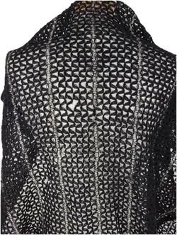 Stola gestrickt, schwarz/silber mit Fransen - Bild 3