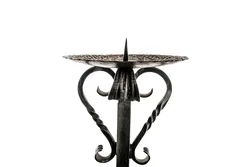 Antik-Schwarzer Kerzenständer aus Gusseisen, handgeschmiedet ca. 75 cm – Vorschau 2