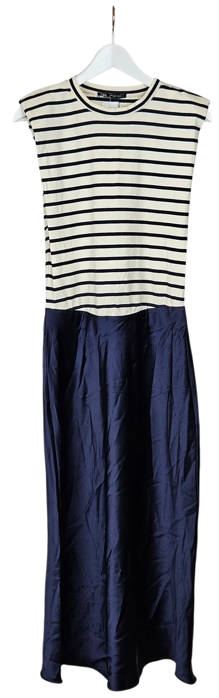 ZARA Damen Maxikleid, marine/weiß - Gr. L  - Bild 1